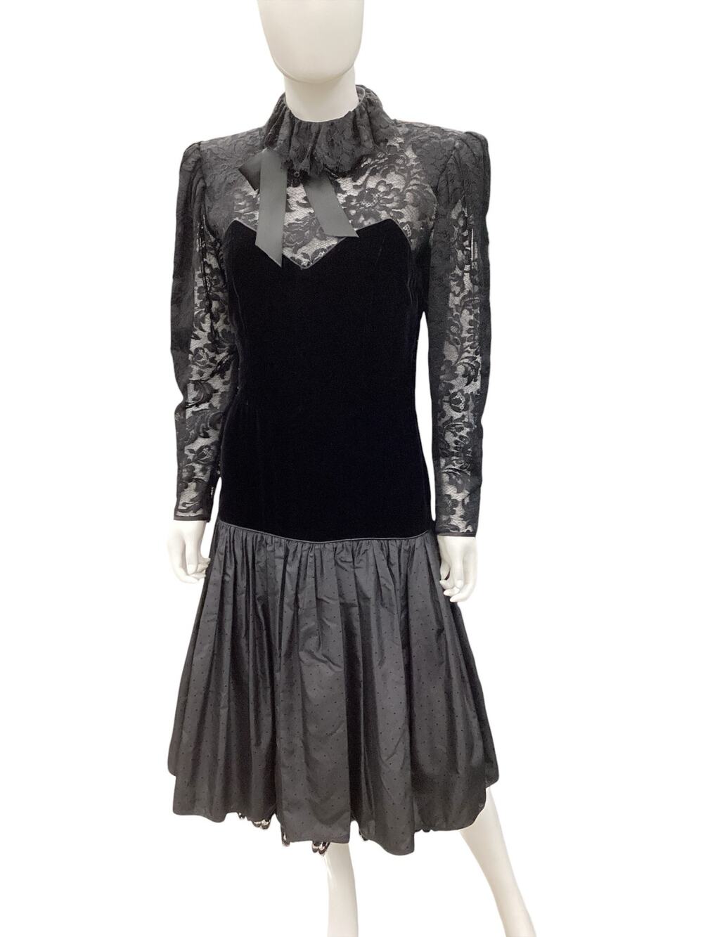 Vintage Emanuel Ungaro Parallele Paris Dress Women’s Size S Velvet Taffeta &Lace